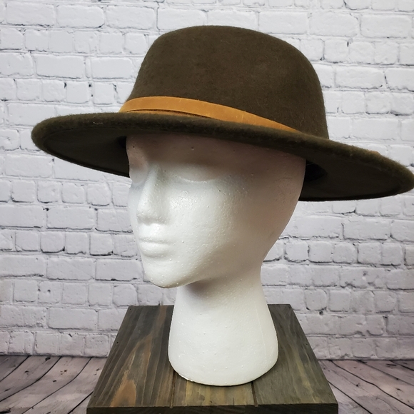 Frye olive green wool wide brim Fedor Hat sz. Med - Picture 6 of 14
